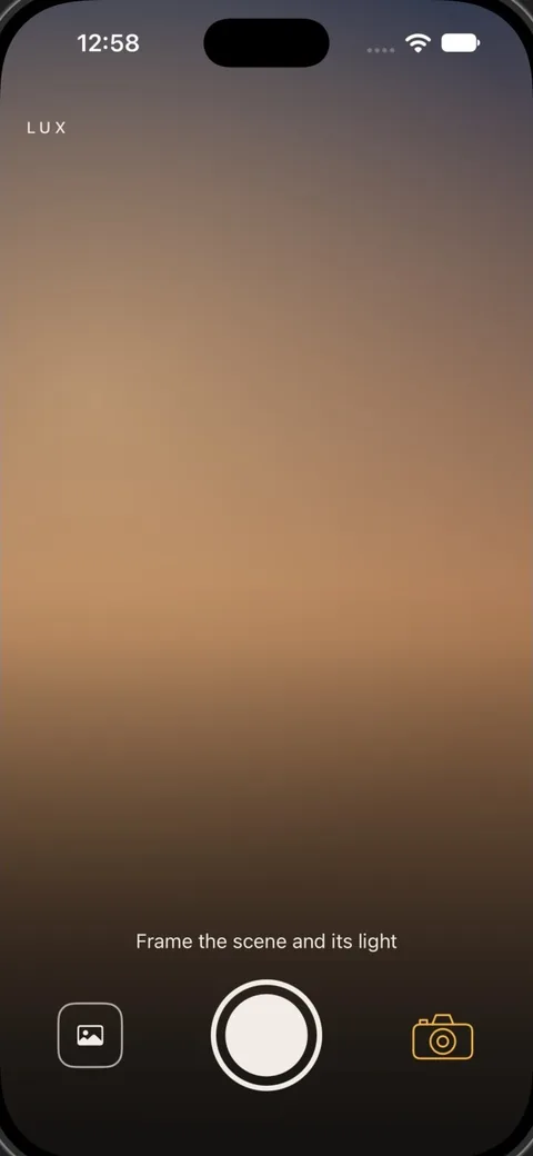 Lux's camera screen